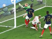 Any body part will do: Kylian Mbappe of France scores the team's second goal past Kasper Schmeichel of Denmark  (Picture: Tim Nwachukwu/Getty Images,)