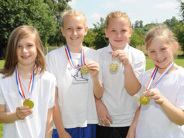 Winners at the 2014 Sleaford and District Athletics Festival, a team from St Botolphs School, Quarrington. Pictured (from left) Lara Goodburn, 10, Amelia Thompson, 10, Saffron Brankin, 10, and Sophie Collins, 10.
