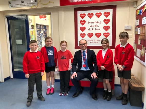 Headteacher Mr Baker with some of the school Collective Worship Leaders