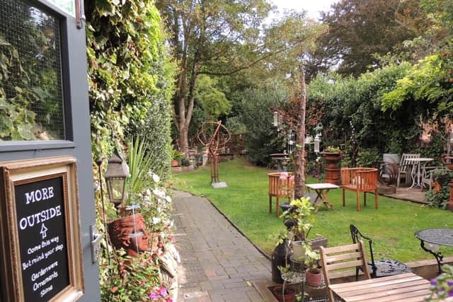 Some of the extensive garden area where you can sit with a coffee or browse the items for sale.