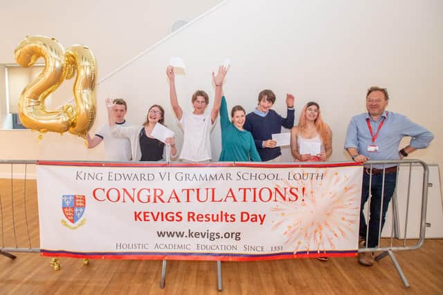 King Edward VI Grammar School students with Headteacher James Lascelles. Photos: John Aron Photography