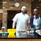 Chef Darren Hampton (left) of Home From Home Care leading cooking workshops for staff.