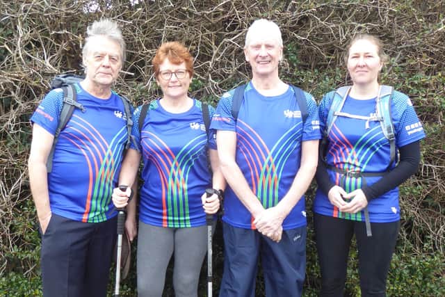 Set to talk on Hadrian's Wall for charity ... the fundraiers from the Foresters Friendly Society (from left) Glyn Carpenter, Helen Hicks, of Boston, Alan Mackinnon, and Trish Slade.