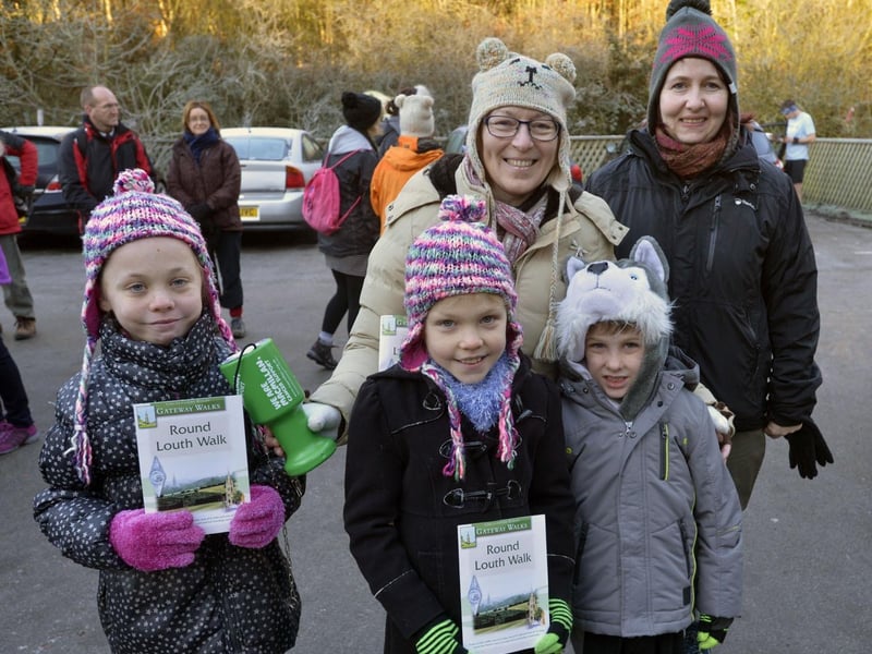 The annual Round Louth Walk of 2015 raised more than £800 for good causes. Pictured are organisers Lin Judd and Helen Revell, with little helpers Leonie, Callam and Shauna Hatchman.
