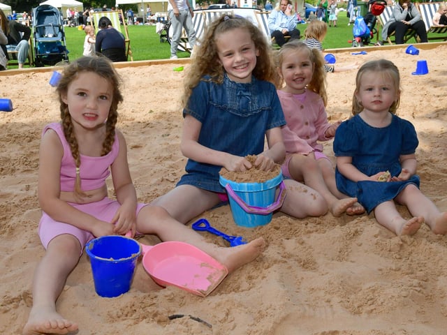 From left: Daisy Mills, five, Esme Izatt, eight, Della Mills, three, and Maeve Mills, two, of Boston.