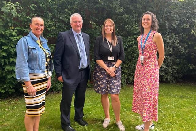 Pat Gracey, senior service manager, Coun Trevor Young, leader of West Lindsey District Council, Sarah Elvin, Homes, Health and Wellbeing manager and Susan Cake-Taylor