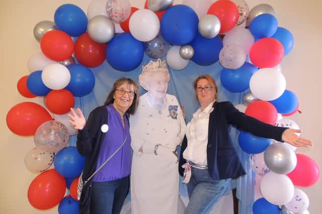 A selfie with the Queen at Cranwell village hall event - organisers Kath Burke and Emma Kiteley-Connon.