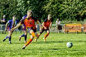 Harry Limb converts from the penalty spot at Ashby Ivanhoe.  Photo: Steve Davies.