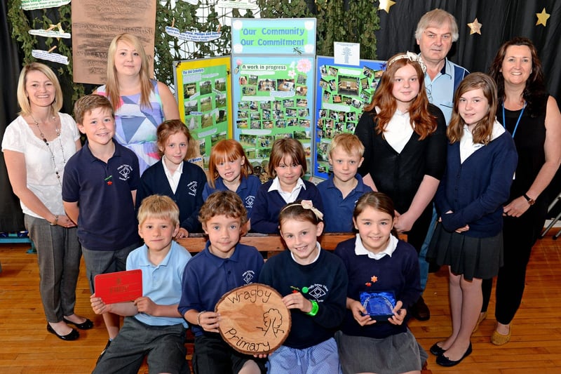 Wragby Primary School won the Schools Challenge at the 2013 Lincolnshire Show for community work at their local churchyard. Working alongside the town's Heritage Group, Classes 1 and 2 had been encouraging wildlife to the area; Class 3 had helped design seating; Class 4 looked at hedging and screening; Class 5 were responsible for planting and Class 6 researched families buried in the church yard.