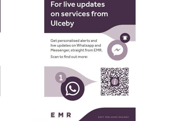 An example of EMR's new QR code stickers for live updates on trains.