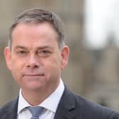 Nigel Adams, MP for Selby and Ainsty pictured outside Selby Abbey.  