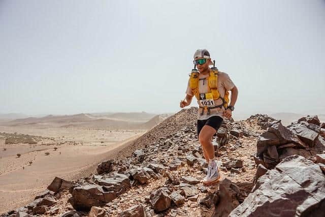 Howsham firefighter Steve Clark faced running in 55 degrees heat as he took on 'the toughest footrace in the world'. Picture courtesy of Steve Clark