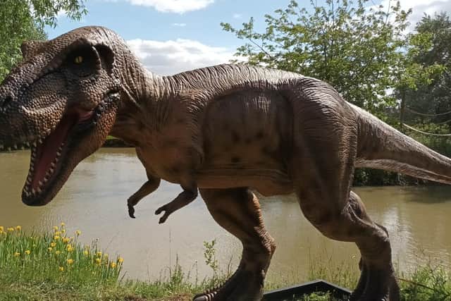 One the dinosaur models waiting to greet visitors at Stickney.