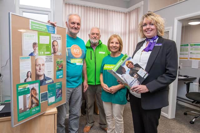 Donna Gadd of Platform with volunteers at Scunthorpe Samaritans.