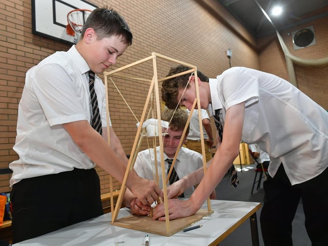 L-R Jordan Addison 15, Matthew Bushell 15, Jack Driver 15 of Carres Grammar School