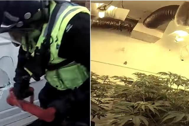 Stills from a video released by Lincolnshire Police following the raid.