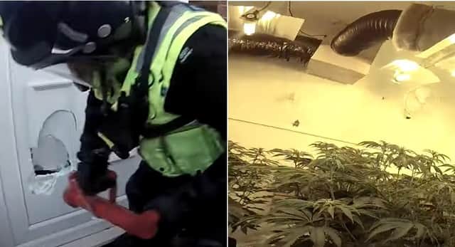 Stills from a video released by Lincolnshire Police following the raid.