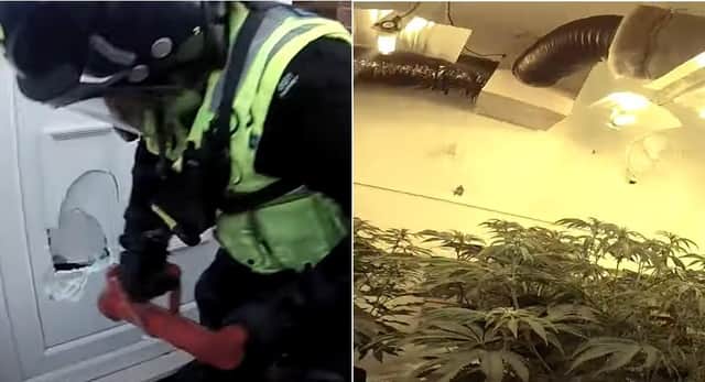 Stills from a video released by Lincolnshire Police following the raid.