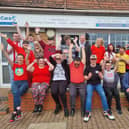MP for Boston and Skegness Matt Warman with the clients and team at County Care in Skegness during their Comic Relief fundraiser.