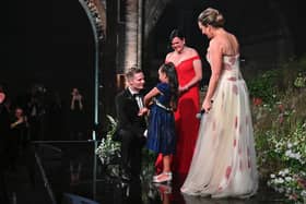 Robert Brookes meets little Demi, 7, her mum Dee Dee and CEO of DKMS.
