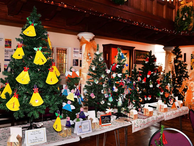 Displays by the Magdalen Primary School at Wainfleet Methodist Church Christmas Tree Festival.