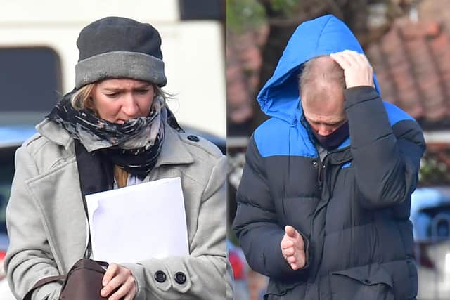 Karen Alcock and Vince King pictured leaving court on November 9, 2022.