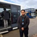 Hariharasudhan Akhil, a robotics engineer at Ohmio, with a self-driving bus at the 2026 Lincolnshire Exhibition Credit: LDRS