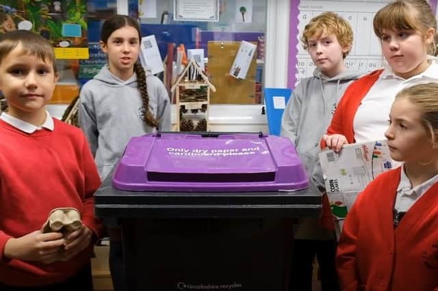 Youngsters give guidance in a video on what should go in which bin in South Kesteven. Photo: SKDC