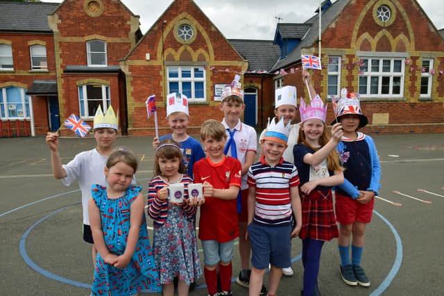 Pupils of Billingborough Primary School at their Jubilee celebration event.