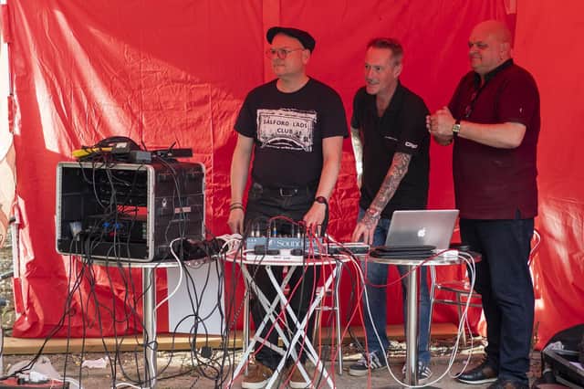 Images from Sleaford's Thank Folk for the Ivy festival. Phil Lovell (middle) lighting & technical support, Matt Cook (left) sound engineer and Stephen Cohen (right) videographer and general help. Stage managing 20 acts over the weekend. Photo: Holly Parkinson