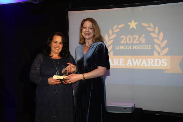 Kelly Grange-Smith received the Home Care Registered Manager of the Year Award from Country Court Care Home's Head of Marketing Lucy Bateson.