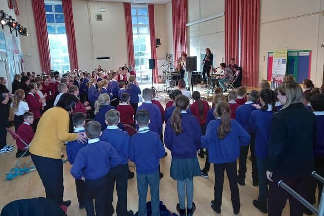 Pupils took part in a ‘Singsation’ event.