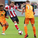 Action from Gainsborough's game with Lincoln on Saturday. Photo by Dan Westwell.