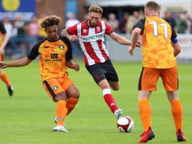 Action from Gainsborough's game with Lincoln on Saturday. Photo by Dan Westwell.