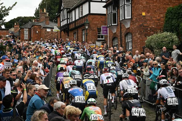 The pack battle through the centre of Lincoln on stage one.