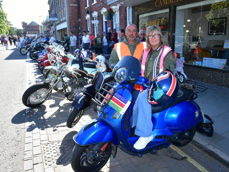 Jed Vawser and Julie Trigg, of Boston Scooter Riders club.