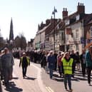 Members of Sleaford churches in the procession behind the cross through Sleaford.