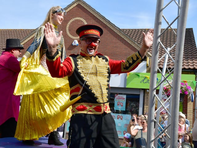 Carnival colour on the Russells Circus float.
