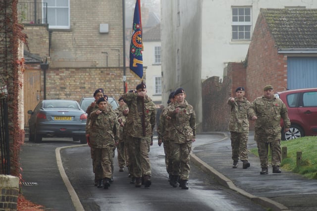 Army cadets from the Caistor detachment march down to take their position as guard of honour at the church
