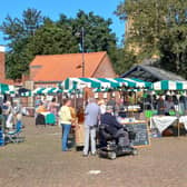 Stalls set out in the sun for the Market Rasen Food & Drink Festival. Image: Dianne Tuckett