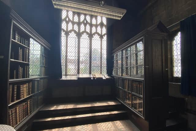 Part of the historic library collection at Boston Stump.