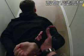 Still from video as Lincolnshire Police’s Proactive team executed a warrant at Coastfields Holiday Village Caravan Park in Ingoldmells.