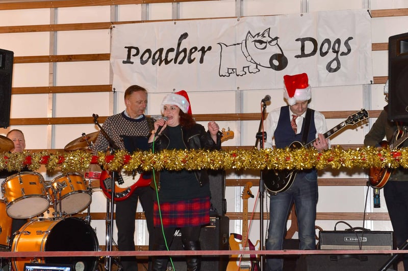 Poacher Dogs entertaining the crowd at the Alford Christmas Market.