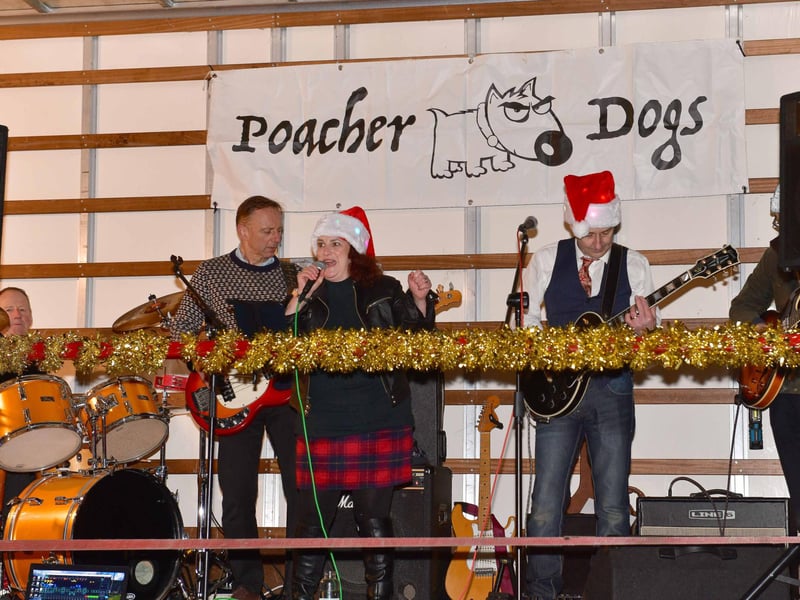 Poacher Dogs entertaining the crowd at the Alford Christmas Market.