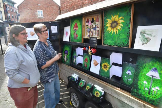 Jennifger Crummack of Billingborough and Suzanne Hall of Sleaford at the art market. Photo: David Dawson