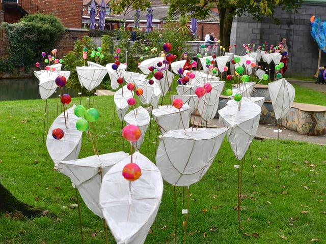 Lanterns ready for the evening light display on Eastgate Green.
