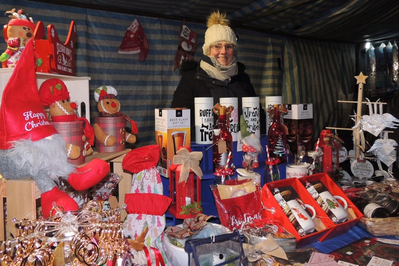 Alison Booth, from Eagle Barnsdale, with her Gifts To Treasure stall at the Navenby Christmas event.