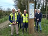 LNT work party installing the information panel at Keddington Lock. Thanks go (to from left): Roger Subden, Richard Drinkel, Alan Coulbeck, Phil Dunham and Pete Brookes