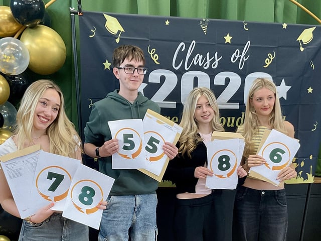 Annie, Dennis, Beth and Olivia celebrating a great set of exam results at Caistor Yarborough Academy.