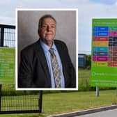 Coun Paul Gleeson (inset) is calling for action to improve Boston's Household Waste Recycling Centre (main image).